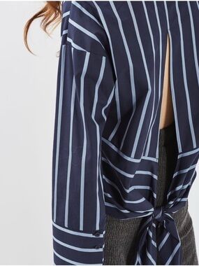 Topshop Striped Navy Tie-Back Women’s Top